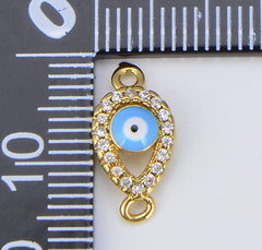 18K Gold Filled Enamel Blue Evil Eye Connector, CN412