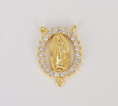 18K Gold Filled Our Lady Of Guadalupe Cubic Zirconia Micro Pave Connector CN422