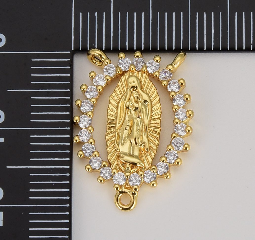 18K Gold Filled Our Lady Of Guadalupe Cubic Zirconia Micro Pave Connector CN422