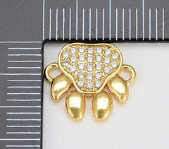 18K Gold Filled Dainty Paw Print Charm Connector, CN425