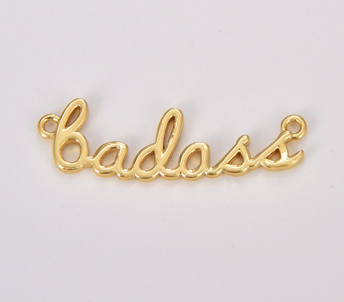 18K Gold Filled Dainty Badass Charm for Necklace Bracelet Link Connector Badass Word Cursive Jewelry Script Swear Word Trend Jewelry, CN434