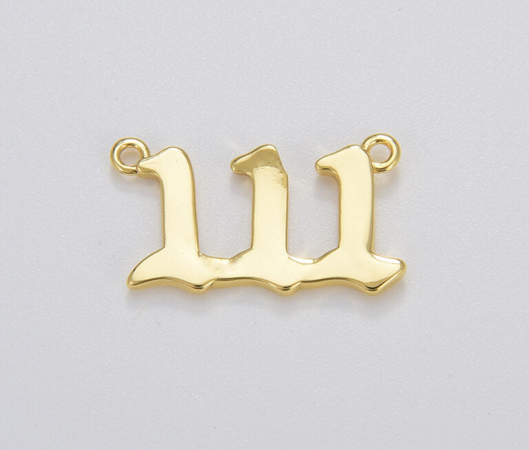 18K Gold Filled Angel Number Charm Connector Lucky Number for Necklace Bracelet Component, CN435