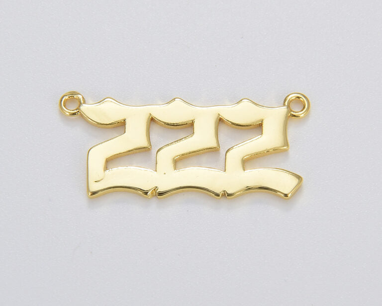 18K Gold Filled Angel Number Charm Connector Lucky Number for Necklace Bracelet Component, CN435