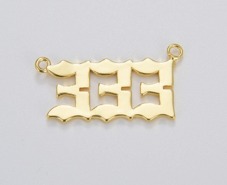 18K Gold Filled Angel Number Charm Connector Lucky Number for Necklace Bracelet Component, CN435