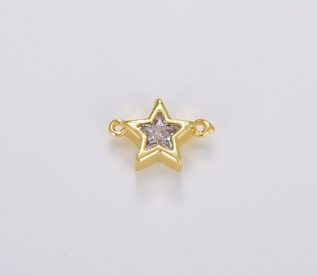 18K Gold Filled Mini Star Charm Connector, Dainty CZ Star Pendant, Celestial Jewelry, CZ Charm for Bracelet Necklace Component, 13x9mm, CN437