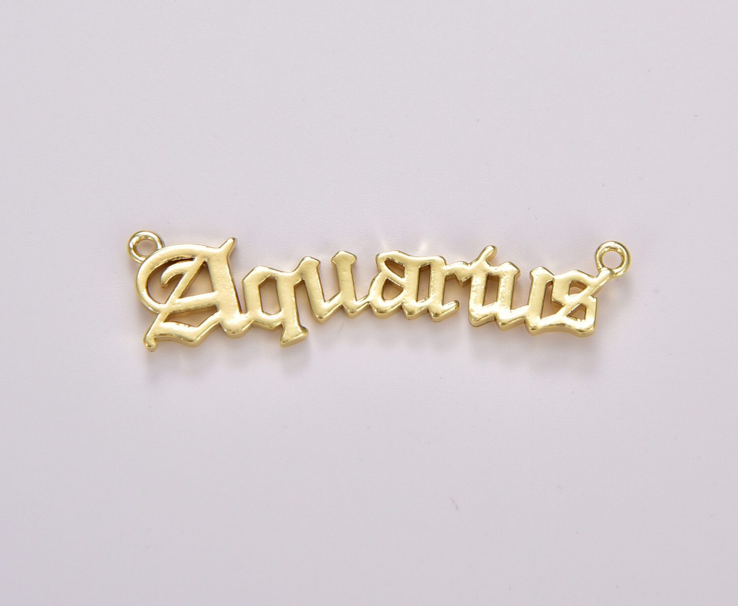 18K Gold Filled Old English Font Astrology Zodiac Charms Connector for Necklace Bracelet Link, Personalized Jewelry Wholesale, CN439