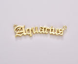 18K Gold Filled Old English Font Astrology Zodiac Charms Connector for Necklace Bracelet Link, Personalized Jewelry Wholesale, CN439