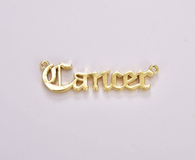 18K Gold Filled Old English Font Astrology Zodiac Charms Connector for Necklace Bracelet Link, Personalized Jewelry Wholesale, CN439