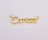 18K Gold Filled Old English Font Astrology Zodiac Charms Connector for Necklace Bracelet Link, Personalized Jewelry Wholesale, CN439