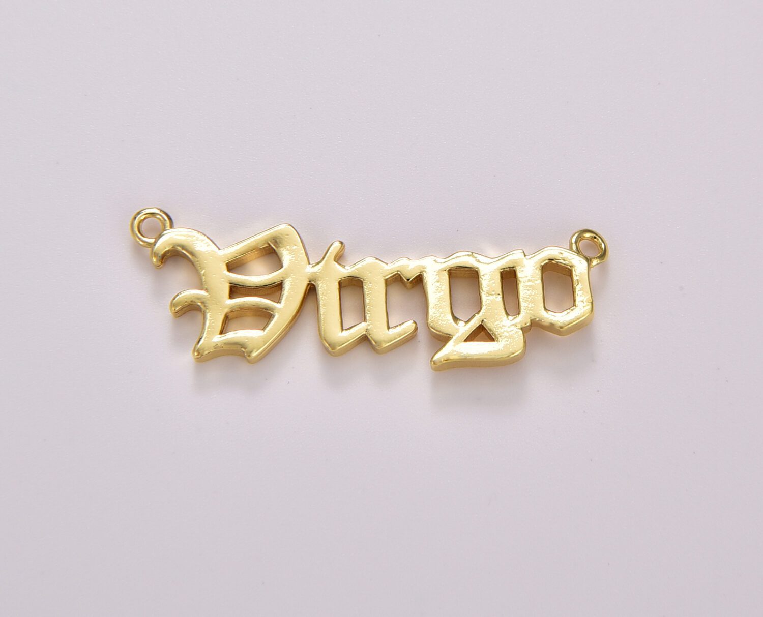 18K Gold Filled Old English Font Astrology Zodiac Charms Connector for Necklace Bracelet Link, Personalized Jewelry Wholesale, CN439