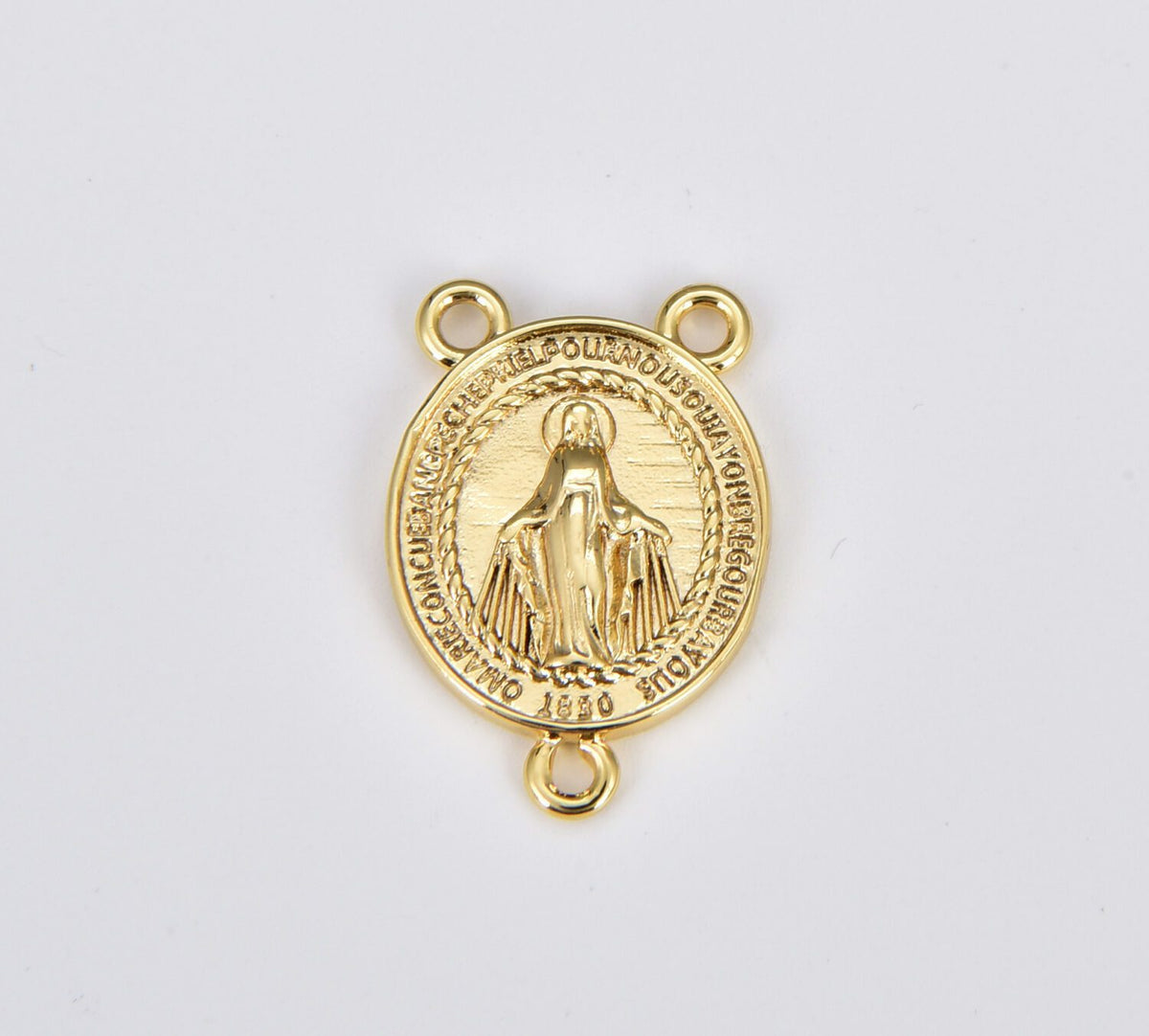 18K Gold Filled Our Lady of Guadalupe Rosary Centerpiece, Virgin Mary Miraculous Medal Rosary Centerpiece, Virgin Mary Connector, CN440