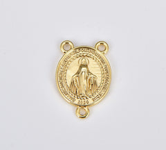 18K Gold Filled Our Lady of Guadalupe Rosary Centerpiece, Virgin Mary Miraculous Medal Rosary Centerpiece, Virgin Mary Connector, CN440