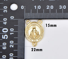 18K Gold Filled Our Lady of Guadalupe Rosary Centerpiece, Virgin Mary Miraculous Medal Rosary Centerpiece, Virgin Mary Connector, CN440