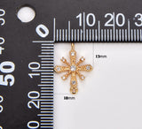 18K Gold Filled Cross Link Connector Charm, Cross Pendant, Snow Flake Link Connector for Bracelet Earring Necklace, 18x13mm, CN447