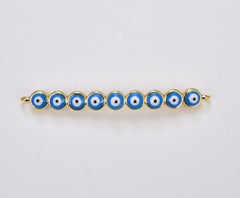 18K Gold Filled Enamel Evil Eye Connector, Bar Connector, Evil Eye Link Bar Connector Charm for DIY Jewelry Making Supplies, 40x4mm, CN451