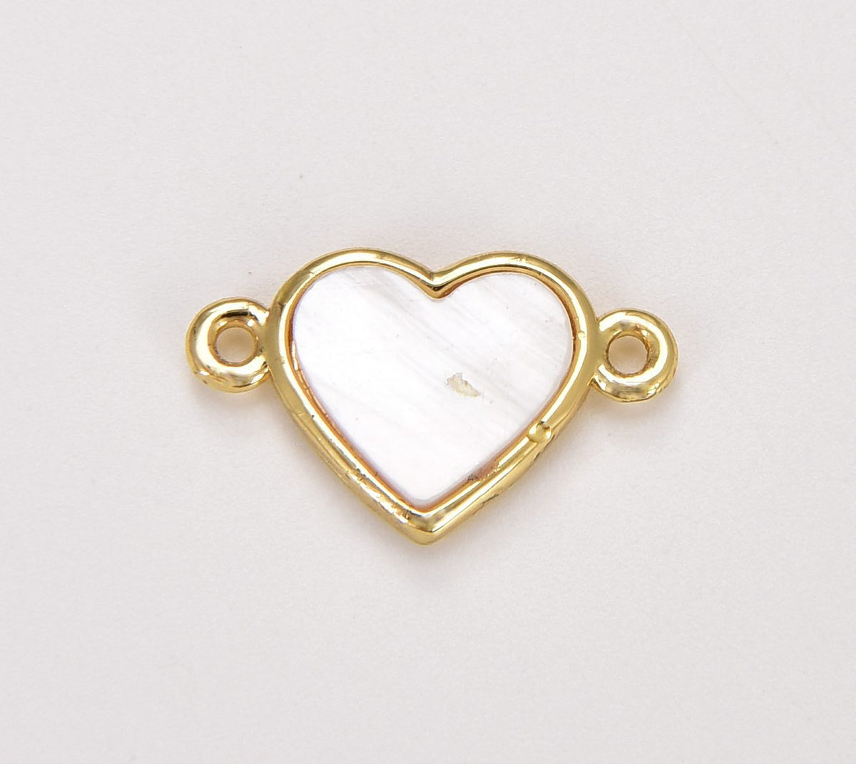 18K Gold Filled White Shell Pearl Heart Connector, Heart Connector, MOP Shell Heart Connector for Necklace Bracelet Jewelry Making Supply, CN454