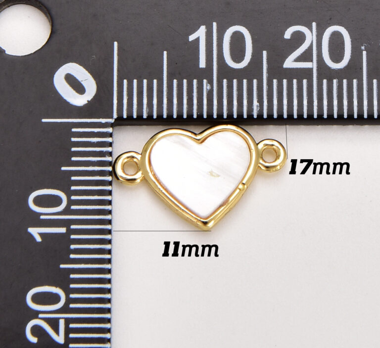 18K Gold Filled White Shell Pearl Heart Connector, Heart Connector, MOP Shell Heart Connector for Necklace Bracelet Jewelry Making Supply, CN454