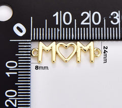 18K Gold Filled Mom Charm Connector, Mom Word Pendant, Mother’s Day Mom’s Birthday Gift, Mom Charm for Bracelet Necklace Component, CN457