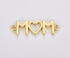 18K Gold Filled Mom Charm Connector, Mom Word Pendant, Mother’s Day Mom’s Birthday Gift, Mom Charm for Bracelet Necklace Component, CN457