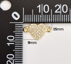 18K Gold Filled Dainty Heart Connector, Heart Pendant, CZ Micro Pave Heart Charm Connector for Bracelet Necklace Jewelry Making Supply, CN458