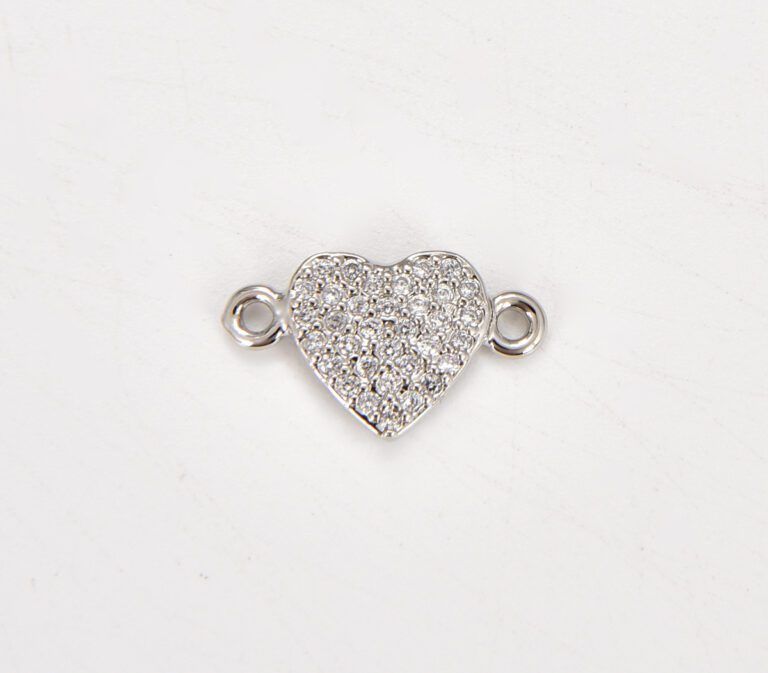 18K Gold Filled Dainty Heart Connector, Heart Pendant, CZ Micro Pave Heart Charm Connector for Bracelet Necklace Jewelry Making Supply, CN458