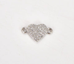 18K Gold Filled Dainty Heart Connector, Heart Pendant, CZ Micro Pave Heart Charm Connector for Bracelet Necklace Jewelry Making Supply, CN458