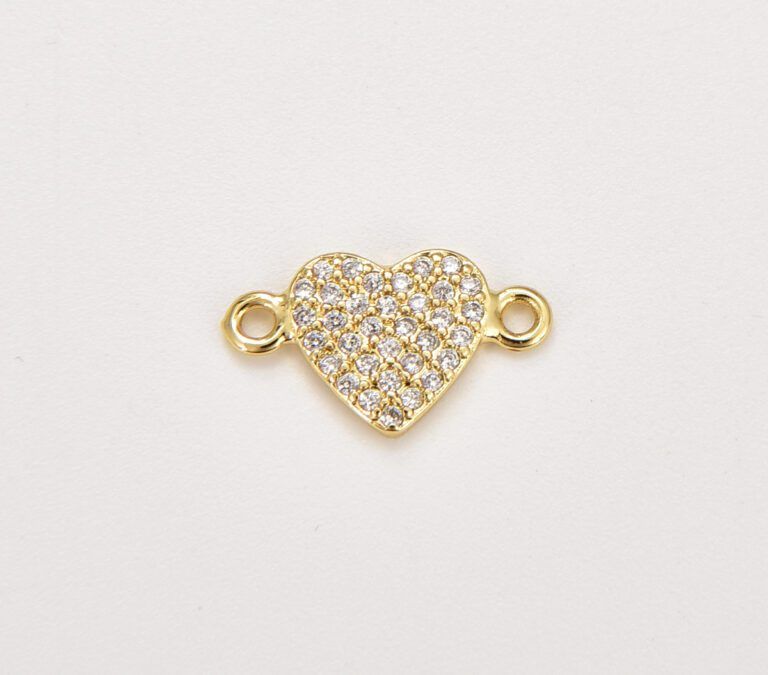 18K Gold Filled Dainty Heart Connector, Heart Pendant, CZ Micro Pave Heart Charm Connector for Bracelet Necklace Jewelry Making Supply, CN458