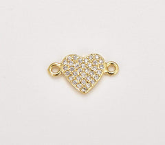 18K Gold Filled Dainty Heart Connector, Heart Pendant, CZ Micro Pave Heart Charm Connector for Bracelet Necklace Jewelry Making Supply, CN458