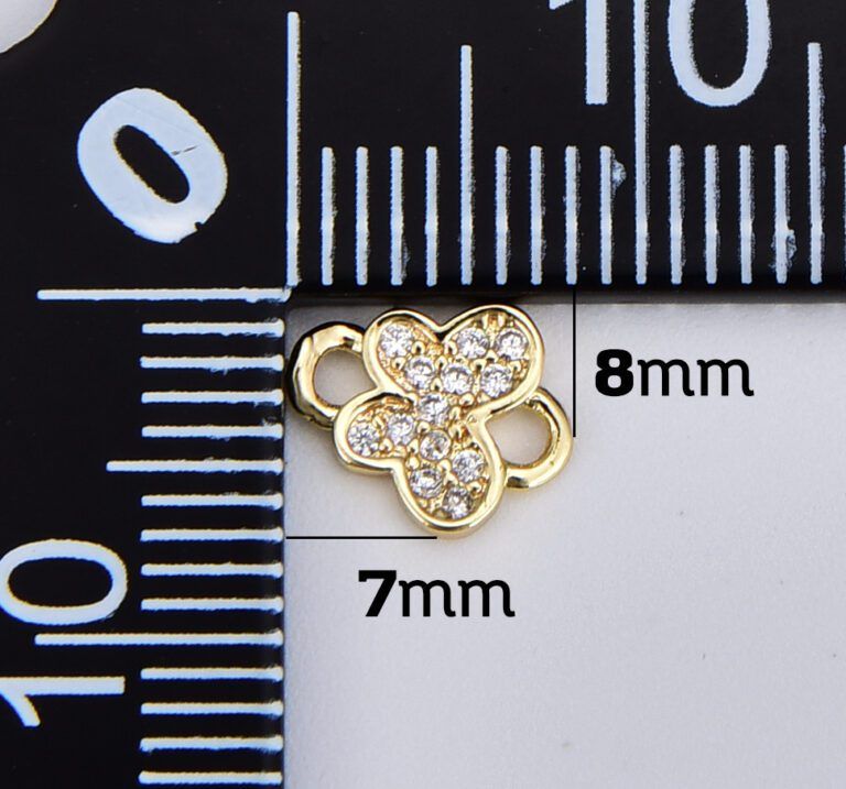 18K Gold Filled Teeny Tiny Butterfly Charm Connector Cubic Zirconia Charm for Bracelet Necklace Earring Component, 8x7mm, CN462