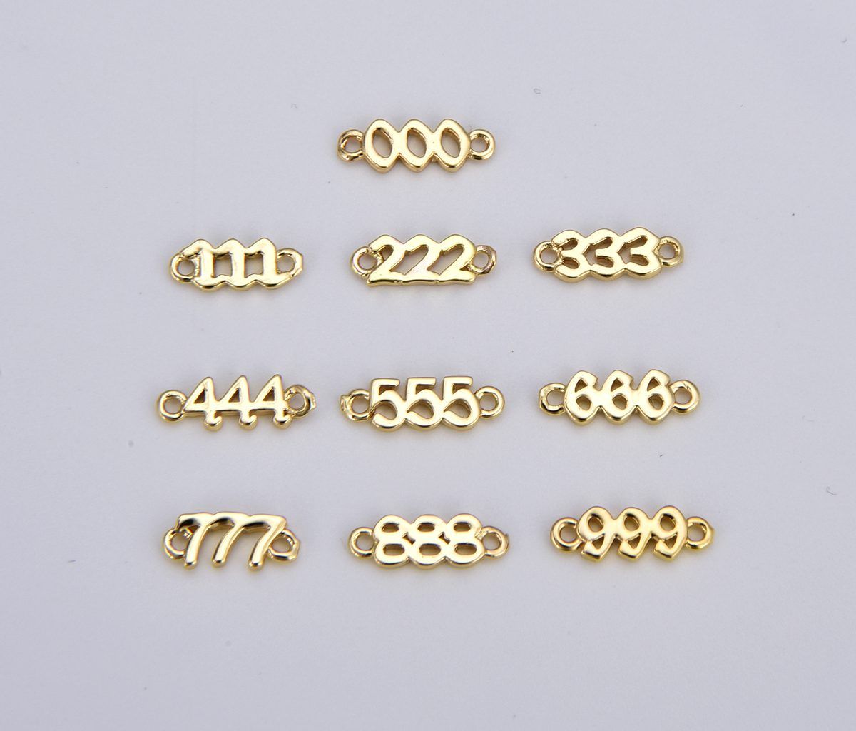 18K Gold Filled Angel Number Charm Connector Lucky Number for Necklace Bracelet Component, 12x4mm, CN463