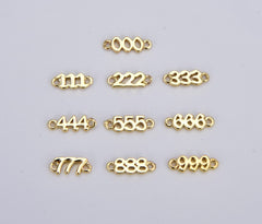 18K Gold Filled Angel Number Charm Connector Lucky Number for Necklace Bracelet Component, 12x4mm, CN463