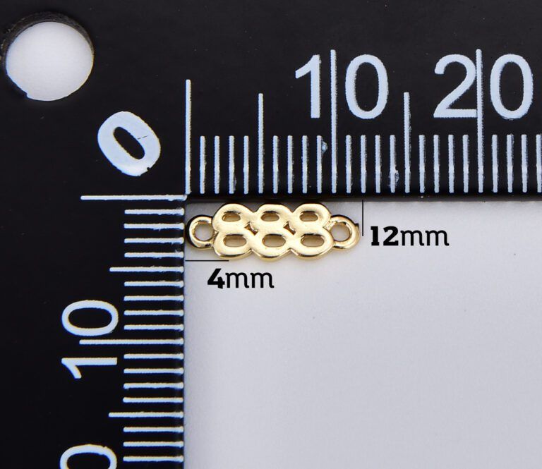 18K Gold Filled Angel Number Charm Connector Lucky Number for Necklace Bracelet Component, 12x4mm, CN463