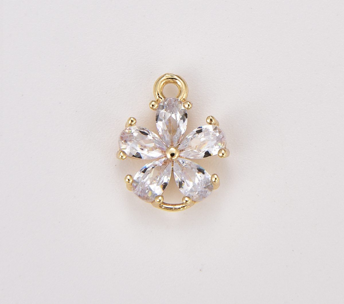 18K Gold Filled Dainty Flower CZ Charm Connector, Flower Pendant, Daisy Flower Pave CZ Charm for DIY Earring Bracelet Necklace, 13x11mm, CN465