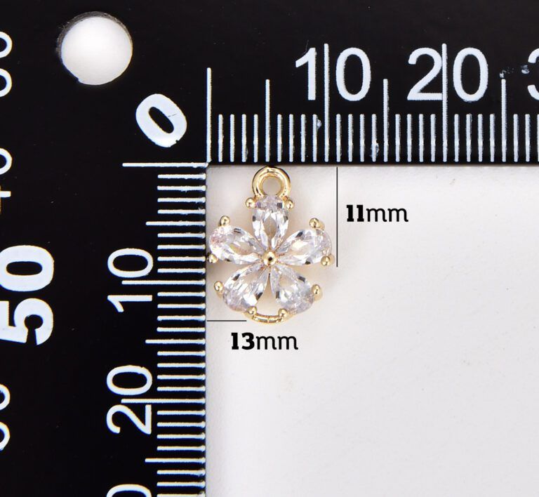 18K Gold Filled Dainty Flower CZ Charm Connector, Flower Pendant, Daisy Flower Pave CZ Charm for DIY Earring Bracelet Necklace, 13x11mm, CN465