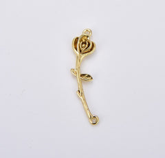 18K Gold Filled Rose Flower Charm Connector, Flower Link Connector, Floral Charm Connector for Necklace Bracelet Jewelry Making Supply, CN467