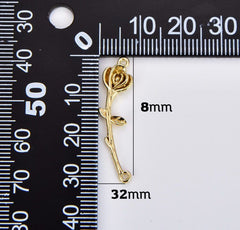 18K Gold Filled Rose Flower Charm Connector, Flower Link Connector, Floral Charm Connector for Necklace Bracelet Jewelry Making Supply, CN467