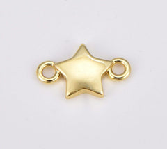 18K Gold Filled Dainty Love Heart Charm Connector, Star Pendant Connector, Heart Star Charm Connector for Jewelry Making Supply, 9x9mm, CN469