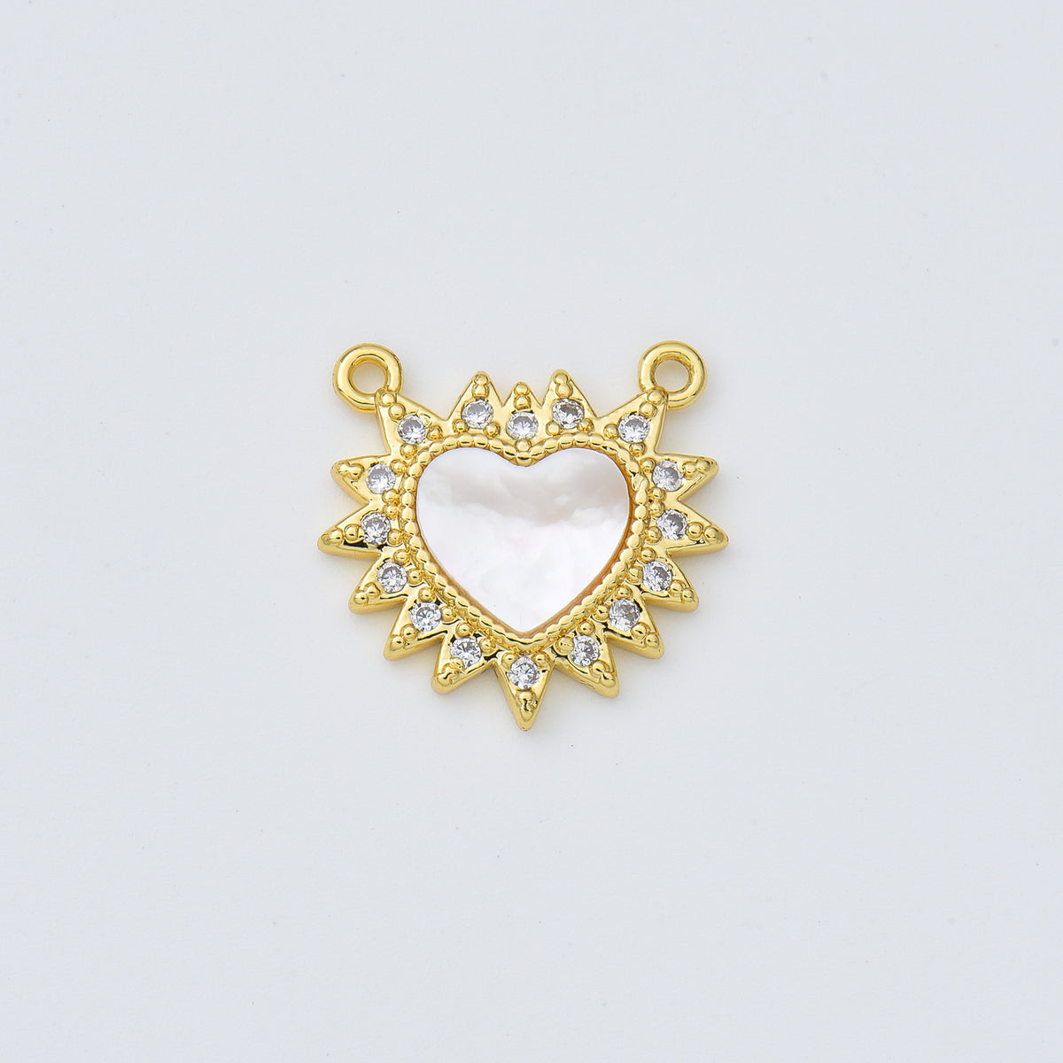 18K Gold Filled Shell Pearl Heart Charm Connector, Heart Pendant for Valentine Jewelry Gift Idea Making, 17x18mm, CN476