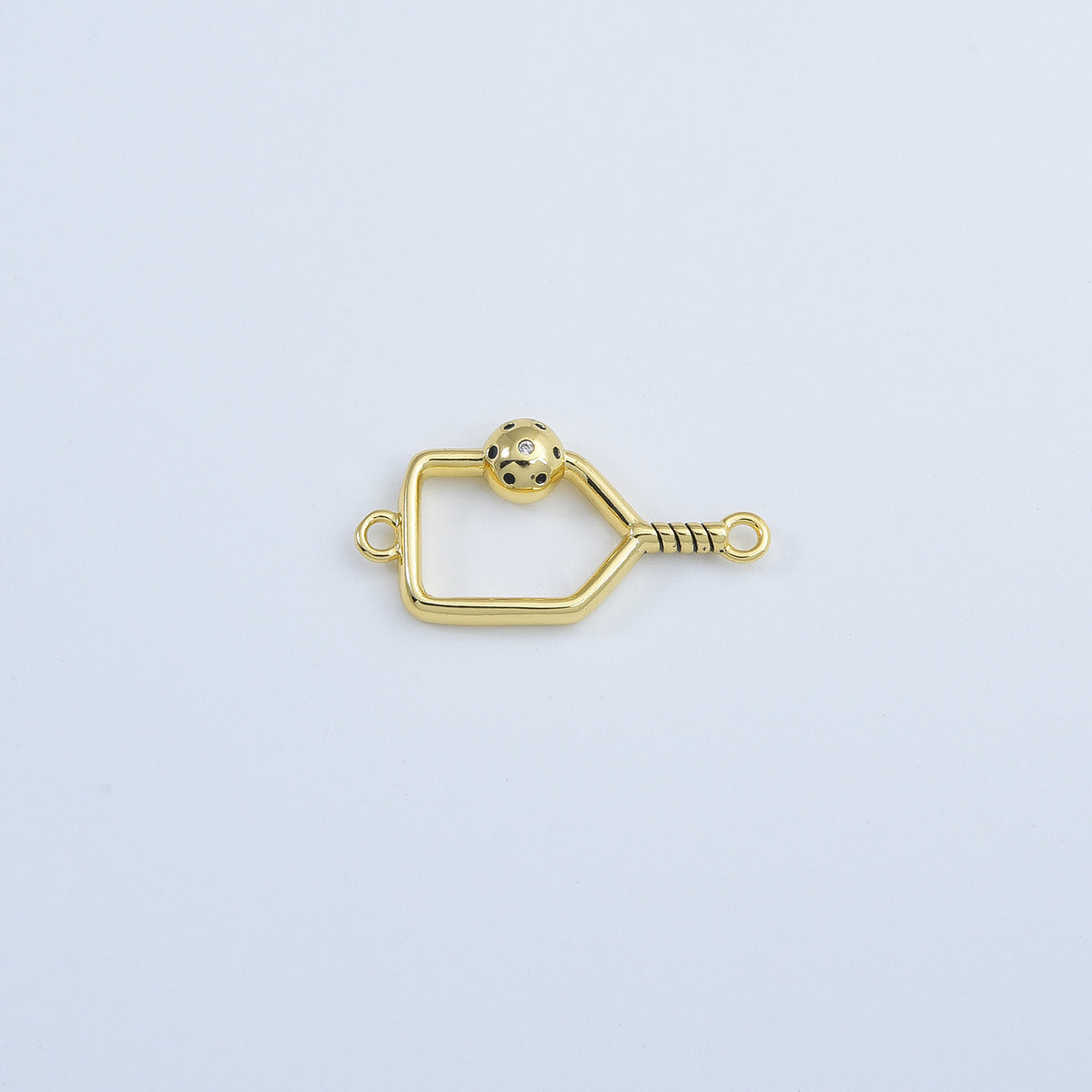 18K Gold Filled Dainty Pickleball Racket Charm Connector, Racket Pendant CZ Micro Pave for Necklace Bracelet Jewelry Making Component, CN480