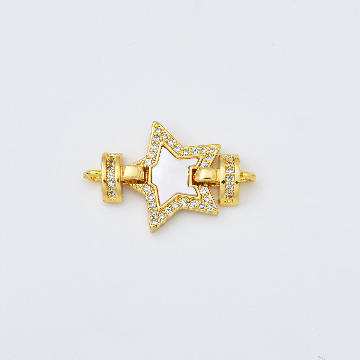 18K Gold Filled Star Shell Pearl Charm Connector, Star Link Pendant for Necklace Bracelet Jewelry Making Supply, 16x25mm, CN483