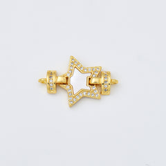 18K Gold Filled Star Shell Pearl Charm Connector, Star Link Pendant for Necklace Bracelet Jewelry Making Supply, 16x25mm, CN483