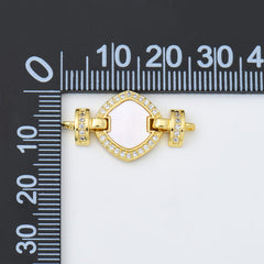 18K Gold Filled Square Buckle Clasp Charm Connector, Square Buckle Link Pendant for Necklace Bracelet Jewelry Making Supply, 14x26mm, CN484