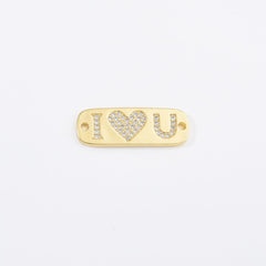 18K Gold Filled I Love You Charm Connector, I Love You Word Link Connector for Bracelet Necklace Component, Valentine Gift, CN485