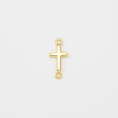 18K Gold Filled Dainty Cross Charm Connector, Cross Religious Link Connector for DIY Bracelet Necklace Jewelry Making Supply, CN487