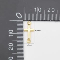 18K Gold Filled Dainty Cross Charm Connector, Cross Religious Link Connector for DIY Bracelet Necklace Jewelry Making Supply, CN487