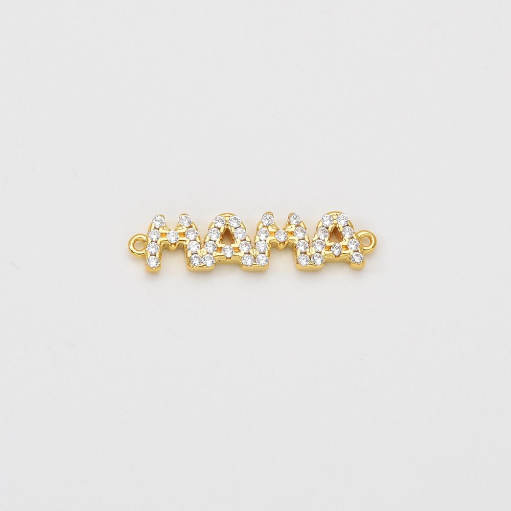 18K Gold Filled Mama Word Charm Connector, Mama Link Connector for Bracelet Necklace Bracelet Making, Mother’s Day Birthday Gift Idea, CN488