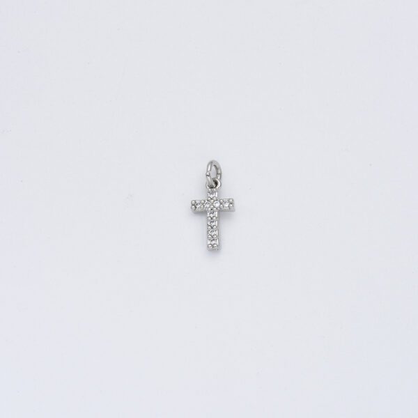 18K Gold Filled Small Cross Charm Pendant CZ Micro Pave Small Cross Charm Pendant Cross Necklace Tiny Cross Cubic Zirconia, 11x6mm CP008