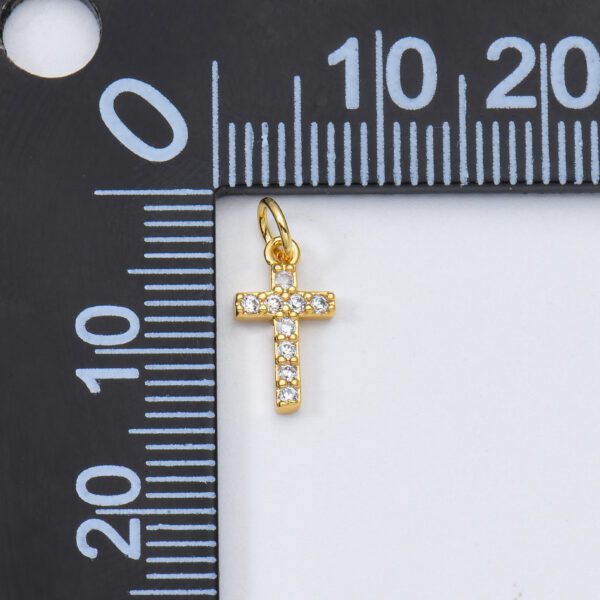 18K Gold Filled Small Cross Charm Pendant CZ Micro Pave Small Cross Charm Pendant Cross Necklace Tiny Cross Cubic Zirconia, 11x6mm CP008