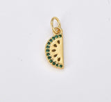 18K Gold Filled Watermelon Charm Pendant with Pave CZ Sparkle, 13x5mm, 20x8mm, CP032