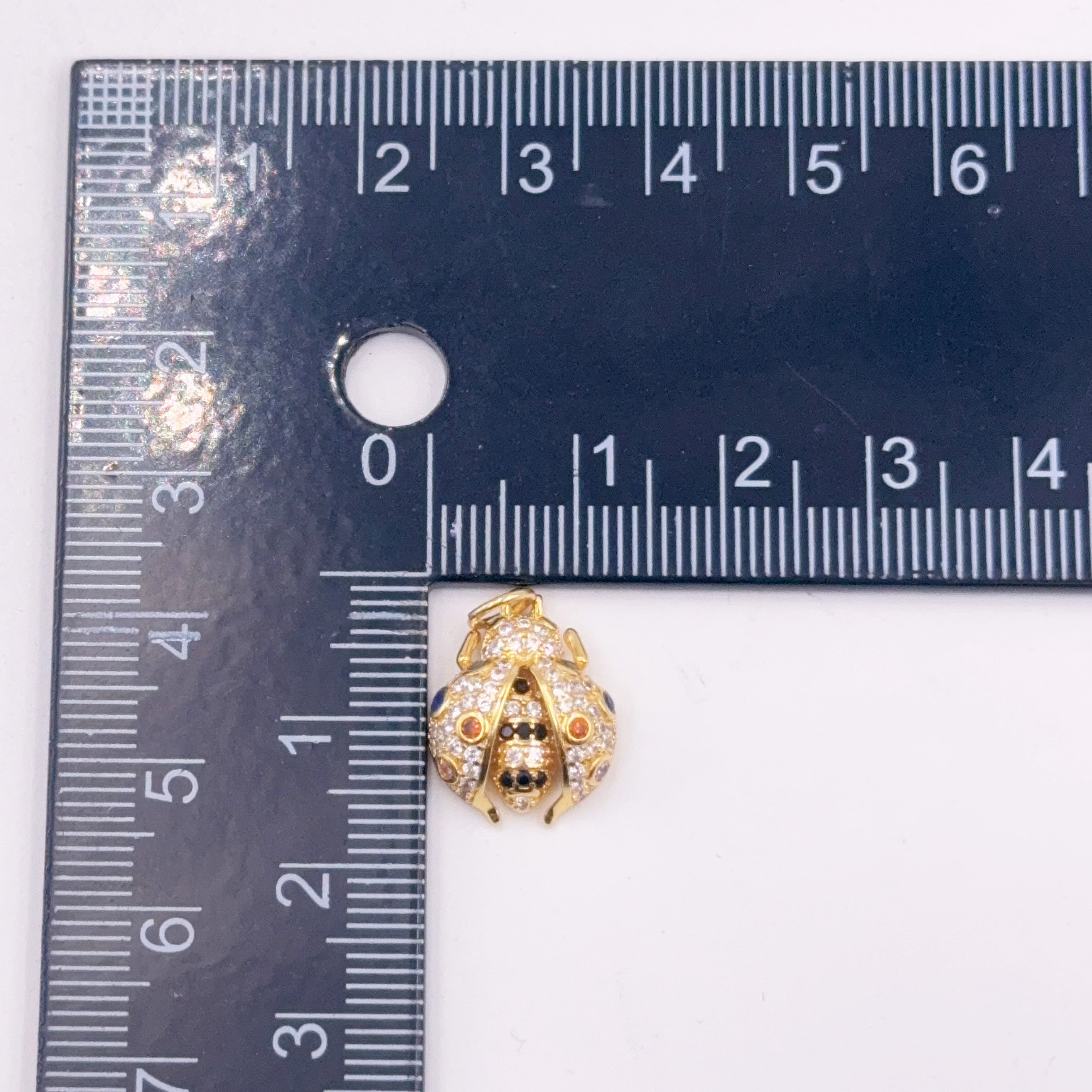 18K Gold Filled Ladybug Charm, CZ Micro Pave Ladybug Pendant, Rose Gold/Gold/Black Lady bug Beetle, Bug, Insect Charm, 12x19mm, CP044